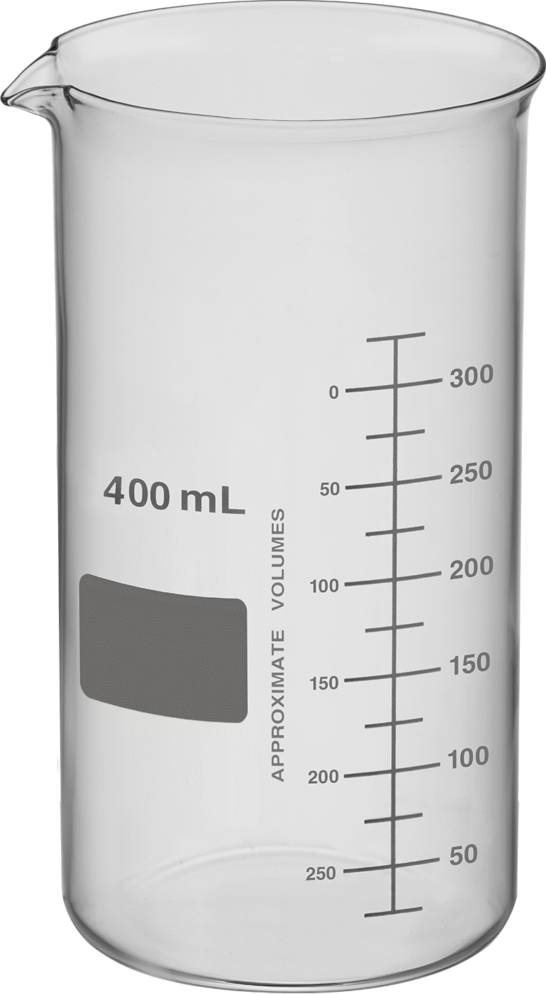Borosilikat Cam Beher, 13,5 FL oz/400 ml Kapasite, 2-3/4" Çap, 5-1/8" Yükseklik
