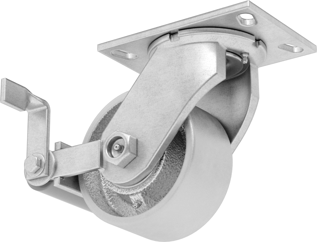 6-1/4“ x 4-1/2” Plakalı Viking Tekerlek, Yüksek Kapasiteli, Frenli Döner Tekerlek ve 5 inç Çapında Demir Tekerlek