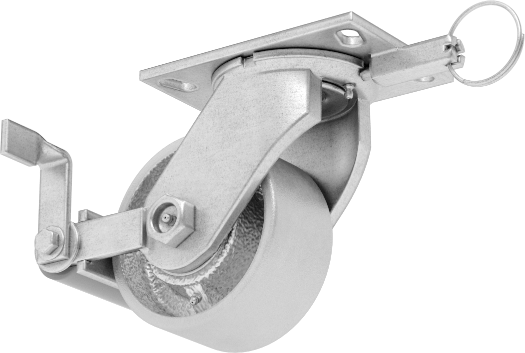 6-1/4“ x 4-1/2” Plakalı Viking Tekerlek, Yüksek Kapasiteli, Kilitli ve 5 inç Çapında Demir Tekerlekli Döner Tekerlek