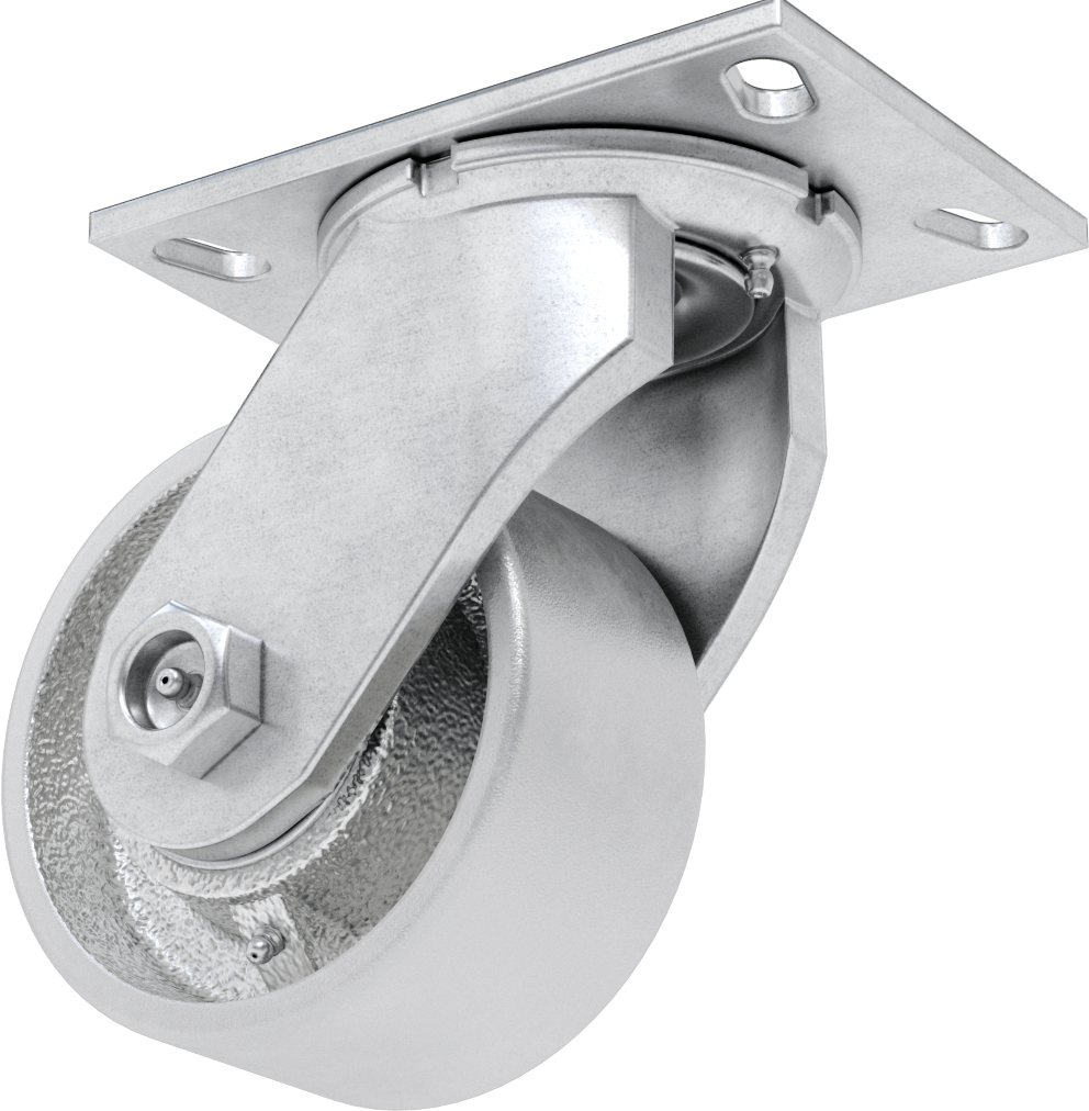 6-1/4“ x 4-1/2” Plakalı Viking Tekerlek, Yüksek Kapasiteli, 5" Çaplı Demir Tekerlekli Döner Tekerlek