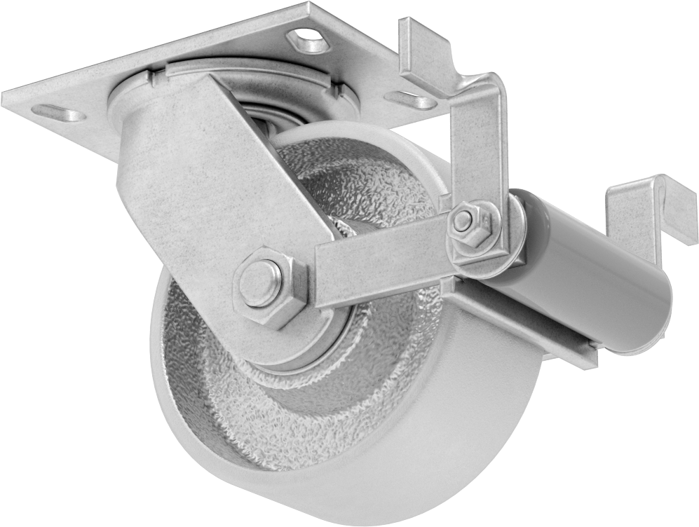 6-1/4“ x 4-1/2” Plakalı Viking Tekerlek, Yüksek Kapasiteli, Frenli Döner Tekerlek ve 6" Çaplı Demir Tekerlek