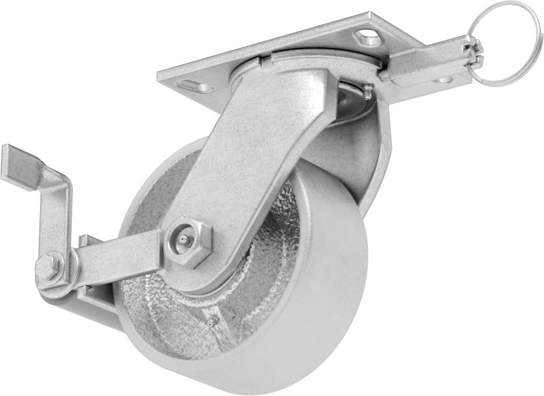 6-1/4“ x 4-1/2” Plakalı Viking Tekerlek, Yüksek Kapasiteli, Kilitli ve 6 inç Çapında Demir Tekerlekli Döner Tekerlek