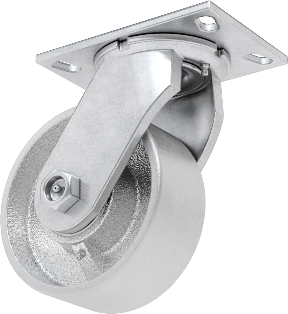 6-1/4“ x 4-1/2” Plakalı Viking Tekerlek, Yüksek Kapasiteli, 6 inç Çapında Demir Tekerlekli Döner Ayak