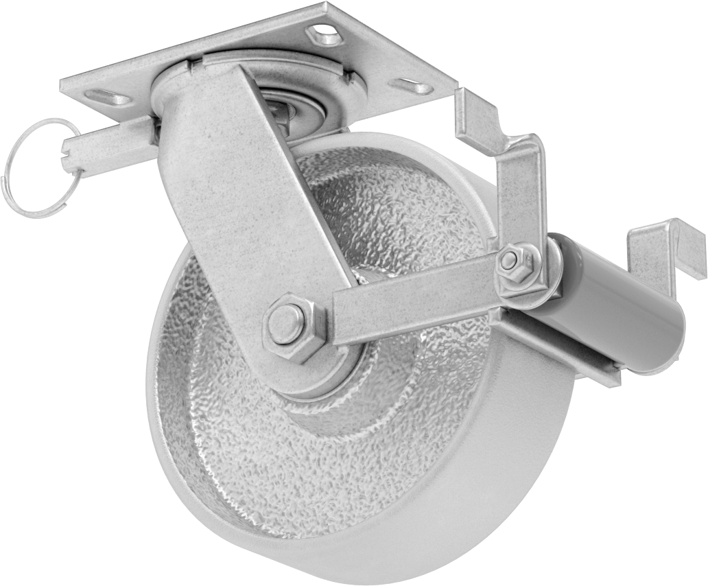 6-1/4“ x 4-1/2” Plakalı Viking Tekerlek, Yüksek Kapasiteli, Kilitli ve 8 inç Çapında Demir Tekerlekli Döner Tekerlek