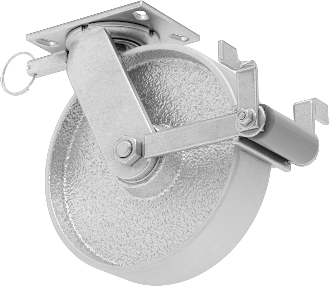 6-1/4“ x 4-1/2” Plakalı Viking Tekerlek, Yüksek Kapasiteli, Kilitli ve 10 inç Çapında Demir Tekerlekli Döner Ayak