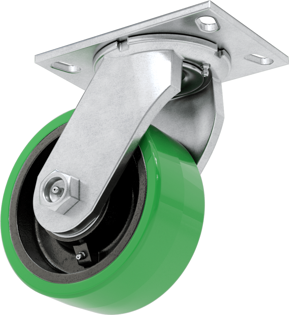 6-1/4“ x 4-1/2” Plakalı Viking Tekerlek, 6 inç Çapında Poliüretan Tekerlekli Döner Ayak