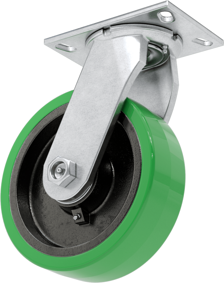 6-1/4“ x 4-1/2” Plakalı Viking Tekerlek, 8 inç Çapında Poliüretan Tekerlekli Döner Tekerlek