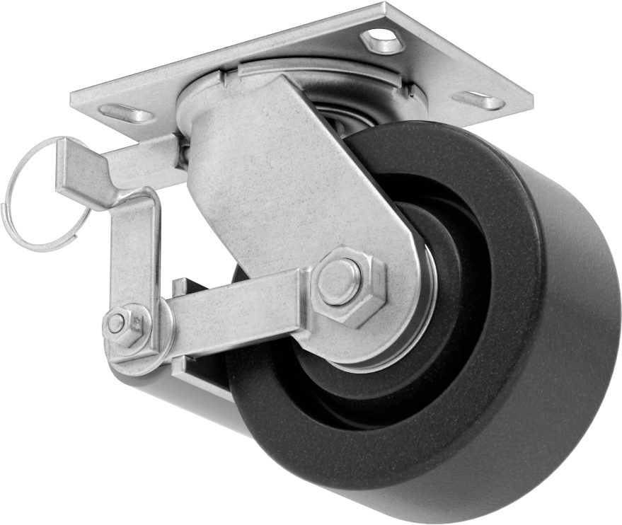 6-1/4“ x 4-1/2” Plakalı Viking Tekerlek, Yüksek Kapasiteli, Kilitli Döner Ayak ve 6 inç Çapında Fenolik Tekerlek