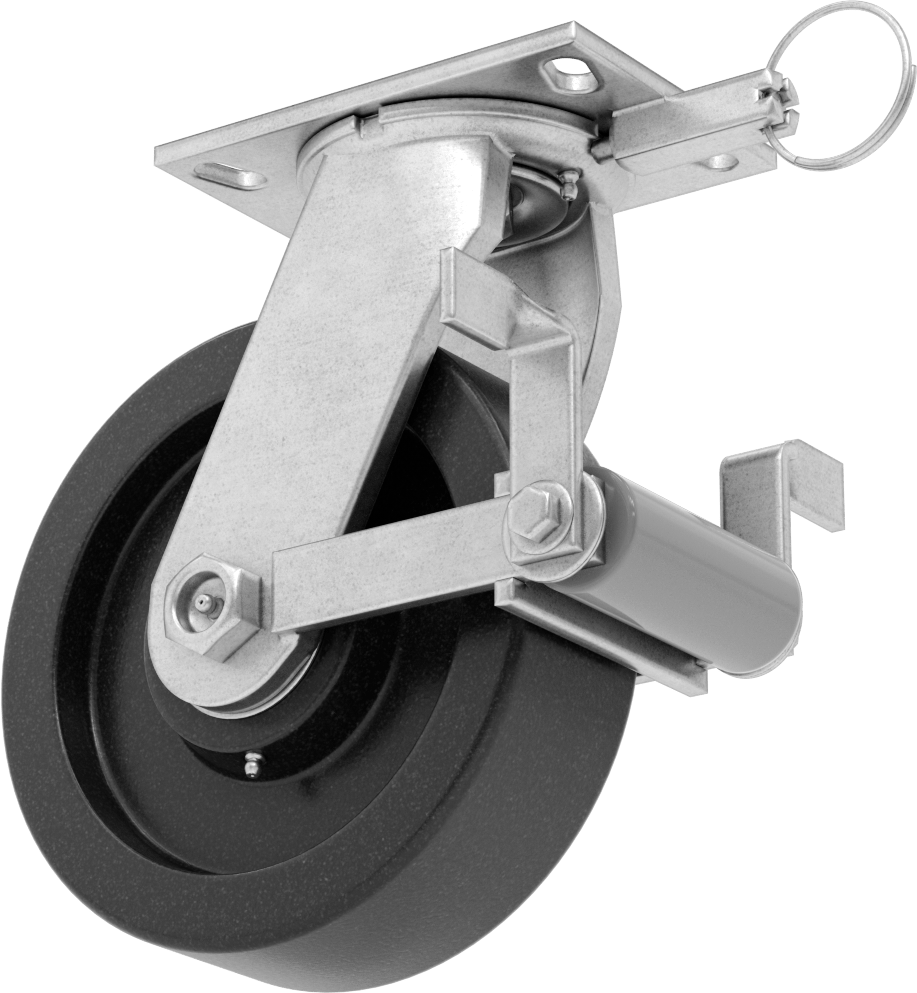 6-1/4“ x 4-1/2” Plakalı Viking Tekerlek, Yüksek Kapasiteli, Kilitli ve 8" Çapında Fenolik Tekerlekli Döner Tekerlek