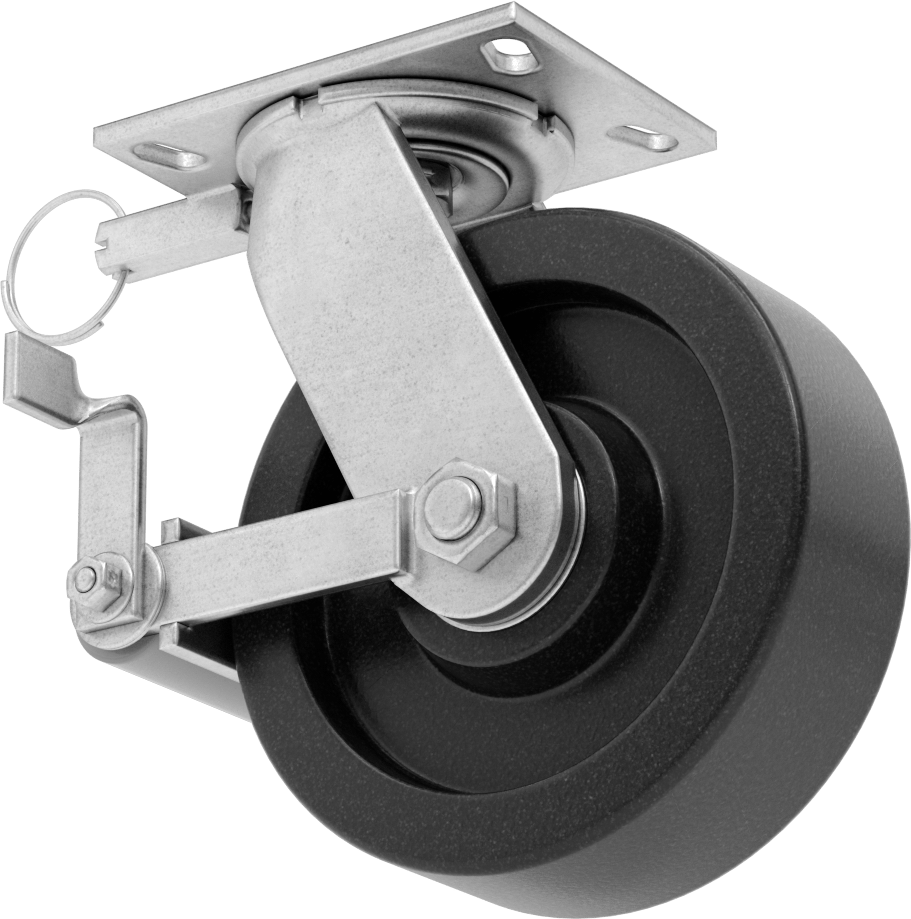 6-1/4“ x 4-1/2” Plakalı Viking Tekerlek, Yüksek Kapasiteli, Kilitli ve 8" Çapında Fenolik Tekerlekli Döner Tekerlek