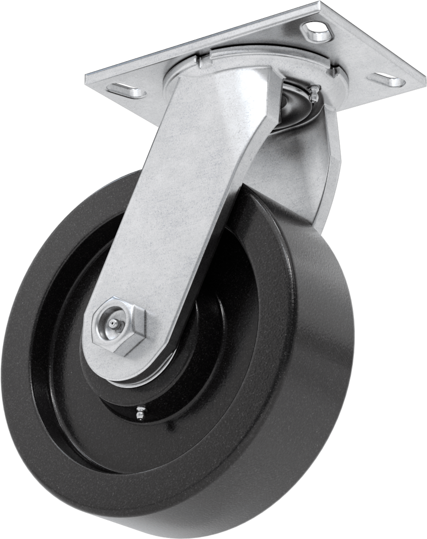 6-1/4“ x 4-1/2” Plakalı Viking Tekerlek, Yüksek Kapasiteli, 8" Çapında Fenolik Tekerlekli Döner