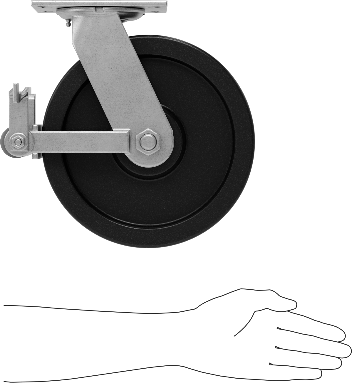 6-1/4“ x 4-1/2” Plakalı Viking Tekerlek, Yüksek Kapasiteli, Frenli ve 10 inç Çapında Fenolik Tekerlekli Döner Tekerlek