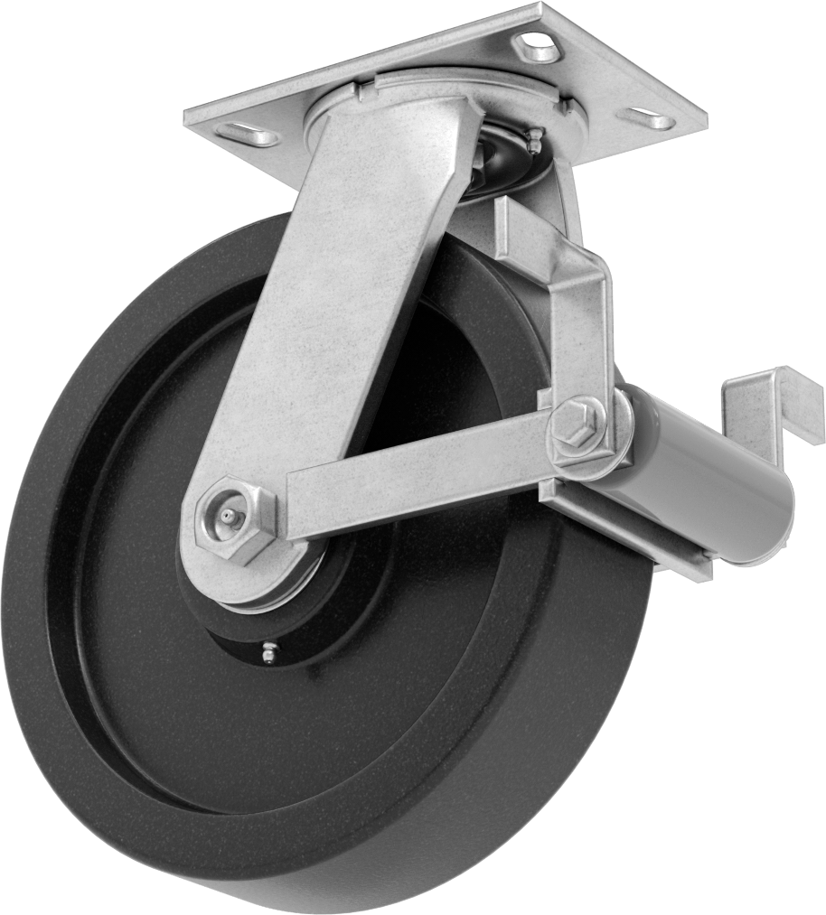 6-1/4“ x 4-1/2” Plakalı Viking Tekerlek, Yüksek Kapasiteli, Frenli ve 10 inç Çapında Fenolik Tekerlekli Döner Tekerlek
