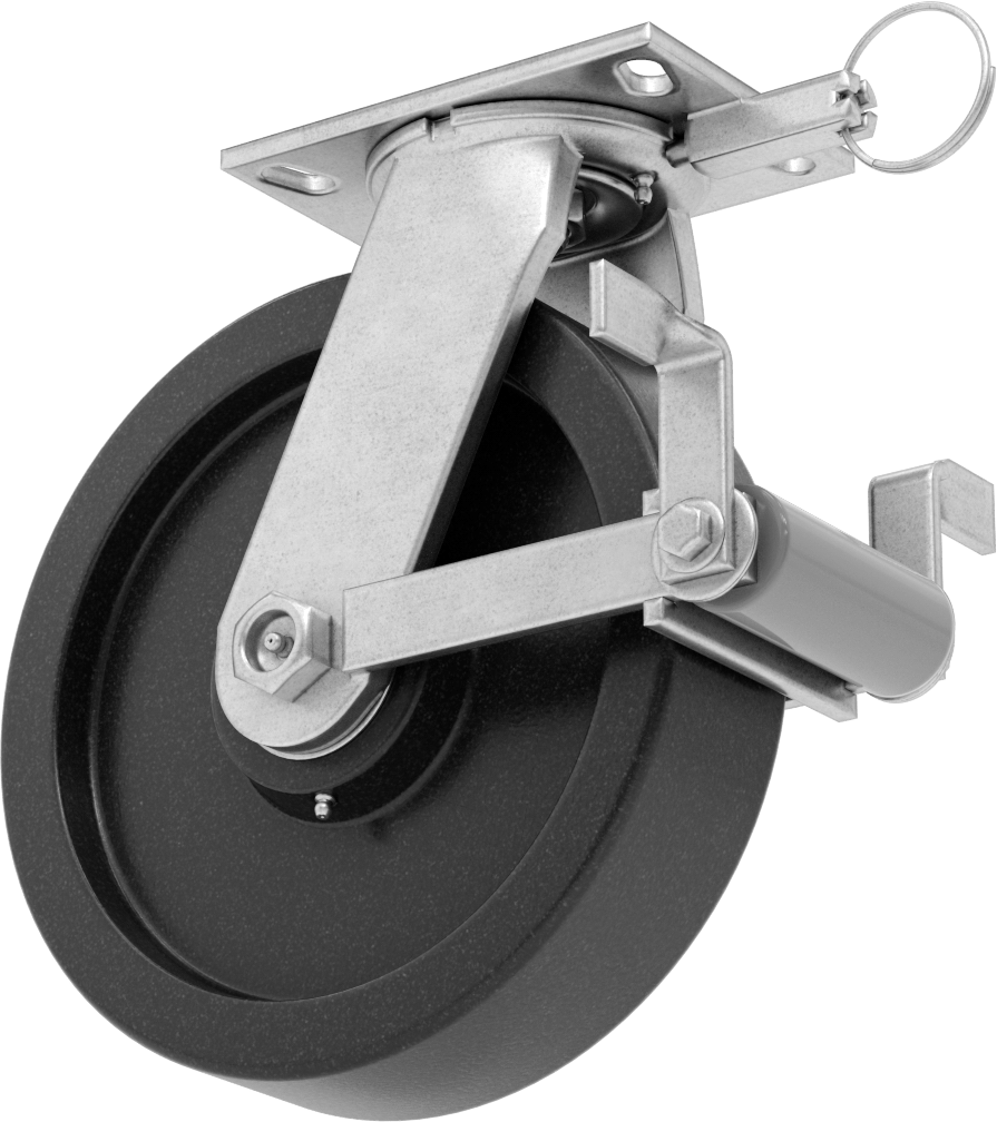 6-1/4“ x 4-1/2” Plakalı Viking Tekerlek, Yüksek Kapasiteli, Kilitli ve 10 inç Çapında Fenolik Tekerlekli Döner Ayak
