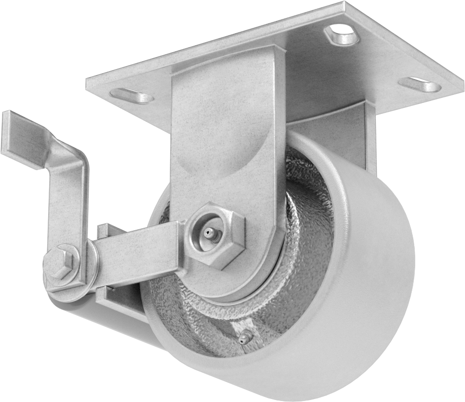 6-1/4“ x 4-1/2” Plakalı Viking Tekerlek, Yüksek Kapasiteli, Frenli ve 5" Çapında Demir Tekerlekli Sabit