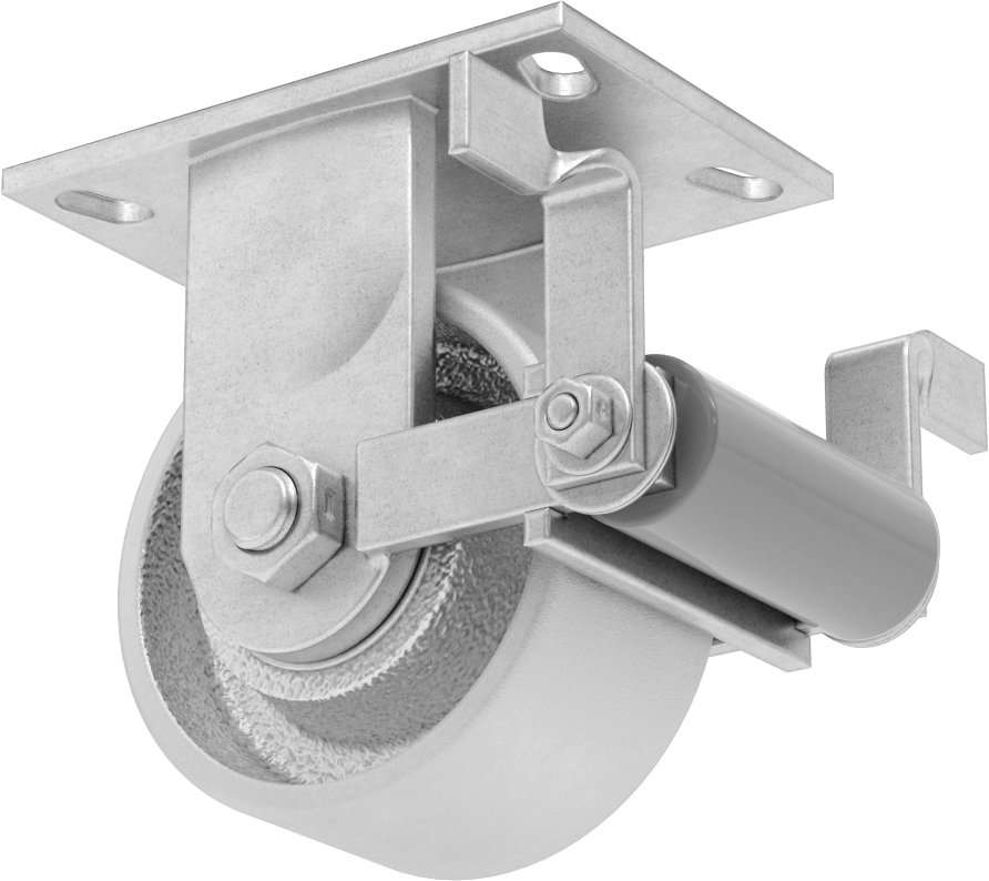 6-1/4“ x 4-1/2” Plakalı Viking Tekerlek, Yüksek Kapasiteli, Frenli ve 5" Çapında Demir Tekerlekli Sabit