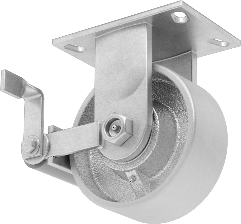 6-1/4“ x 4-1/2” Plakalı Viking Tekerlek, Yüksek Kapasiteli, Frenli ve 6 inç Çapında Demir Tekerlekli Sabit