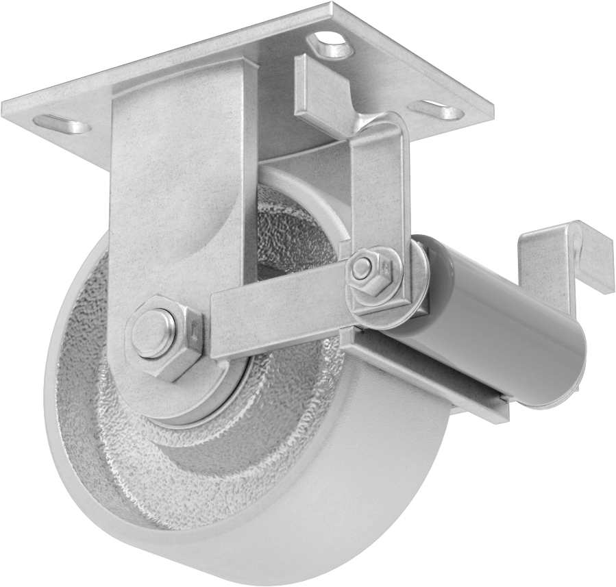 6-1/4“ x 4-1/2” Plakalı Viking Tekerlek, Yüksek Kapasiteli, Frenli ve 6 inç Çapında Demir Tekerlekli Sabit