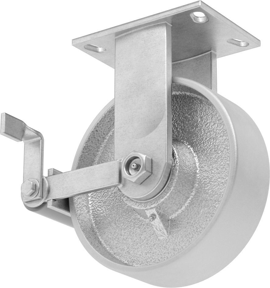 6-1/4“ x 4-1/2” Plakalı Viking Tekerlek, Yüksek Kapasiteli, Frenli ve 8 inç Çapında Demir Tekerlekli Sert