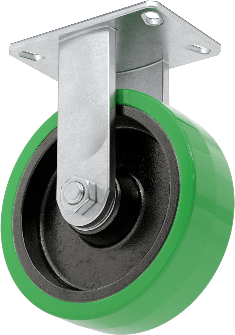 6-1/4“ x 4-1/2” Plakalı Viking Tekerlek, 8 inç Çapında Poliüretan Tekerlekli Sabit