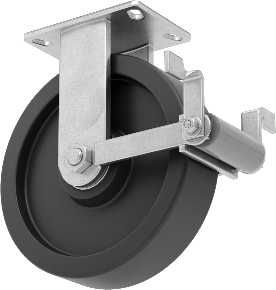 6-1/4“ x 4-1/2” Plakalı Viking Tekerlek, Yüksek Kapasiteli, Frenli ve 10 inç Çapında Fenolik Tekerlekli Sert
