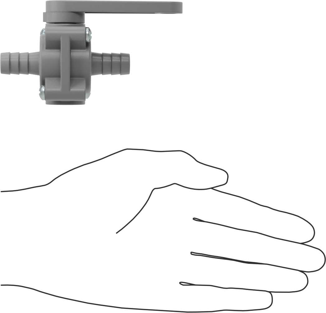 Düz Plastik Açma/Kapama Vanası, 1/2" İç Çaplı Boru için Dikenli Bağlantı Parçalı, 5,4 Cv, Tam Bağlantı