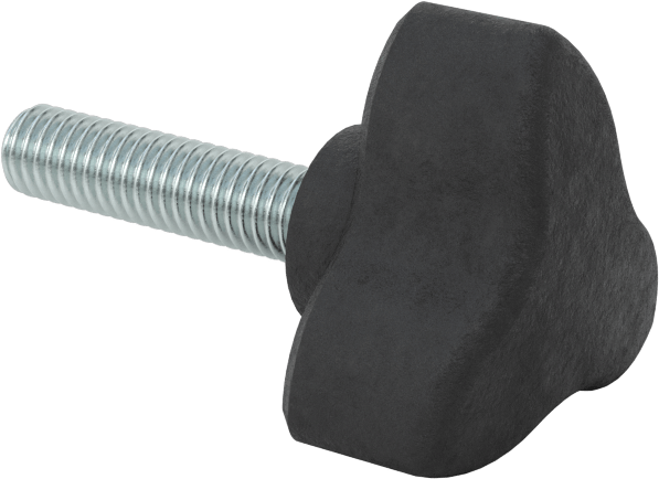 Konforlu Tutamaklı Plastik Üç Kollu Topuz, M6 x 1 mm Dişli Saplama, 30 mm Geniş Başlık