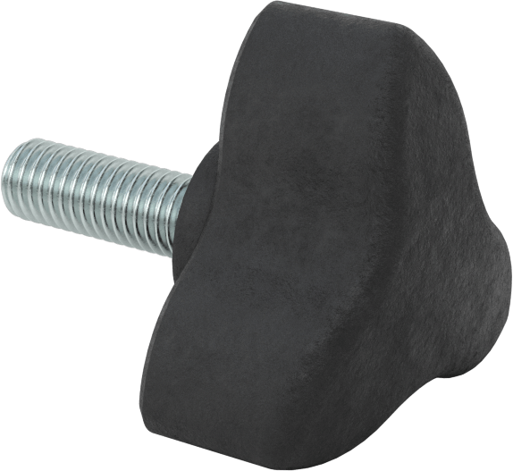 Konforlu Tutamaklı Plastik Üç Kollu Topuz, M8 x 1,25 mm Dişli Saplamalı, 45 mm Geniş Başlık