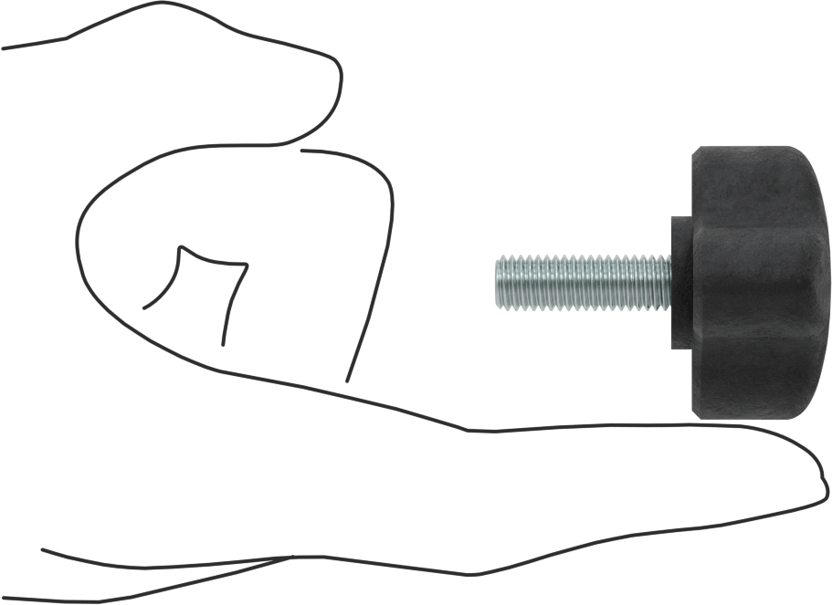 Konforlu Tutamaklı Plastik Üç Kollu Topuz, M8 x 1,25 mm Dişli Saplamalı, 45 mm Geniş Başlık