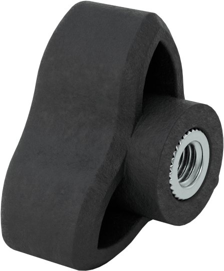 Konforlu Tutamaklı Plastik Üç Kollu Topuz, M5 x 0,8 mm Dişli Delik ile, 30 mm Geniş Başlık