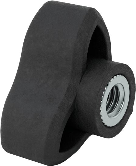 Konforlu Tutamaklı Plastik Üç Kollu Topuz, M6 x 1 mm Dişli Delikli, 30 mm Geniş Başlık