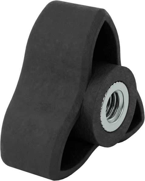 Konforlu Tutamaklı Plastik Üç Kollu Topuz, M8 x 1,25 mm Dişli Delik, 45 mm Geniş Başlık