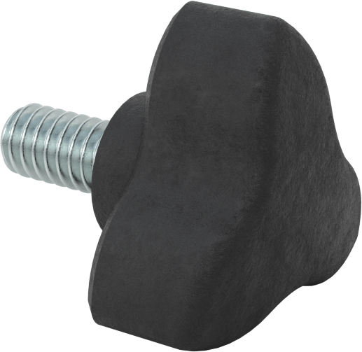 Konforlu Tutamaklı Plastik Üç Kollu Topuz, 1/4“-20 Dişli 1/2” Uzunlukta Saplama, 1-3/16" Geniş Başlık