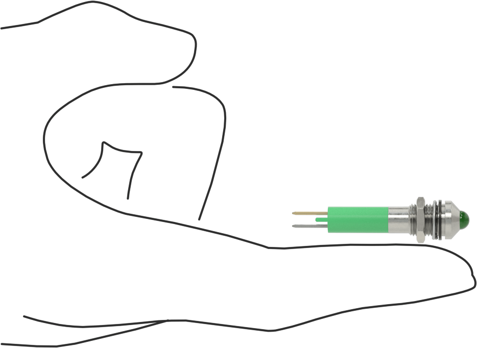 Panel Işığı, Su Geçirmez, 8 mm Kesik, Yeşil, 12 V AC ve DC