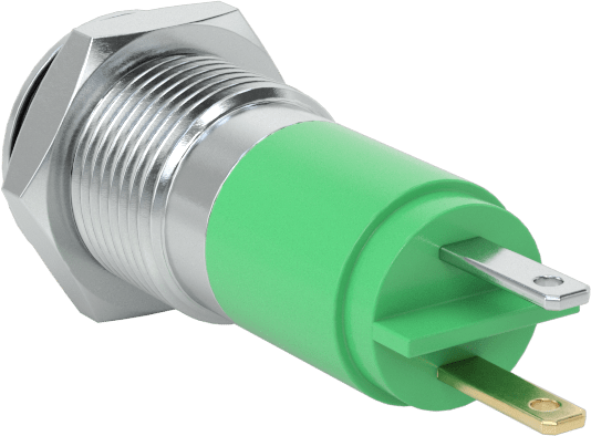 Panel Işığı, Su Geçirmez, 14 mm Kesik, Yeşil, 24 VAC ve DC
