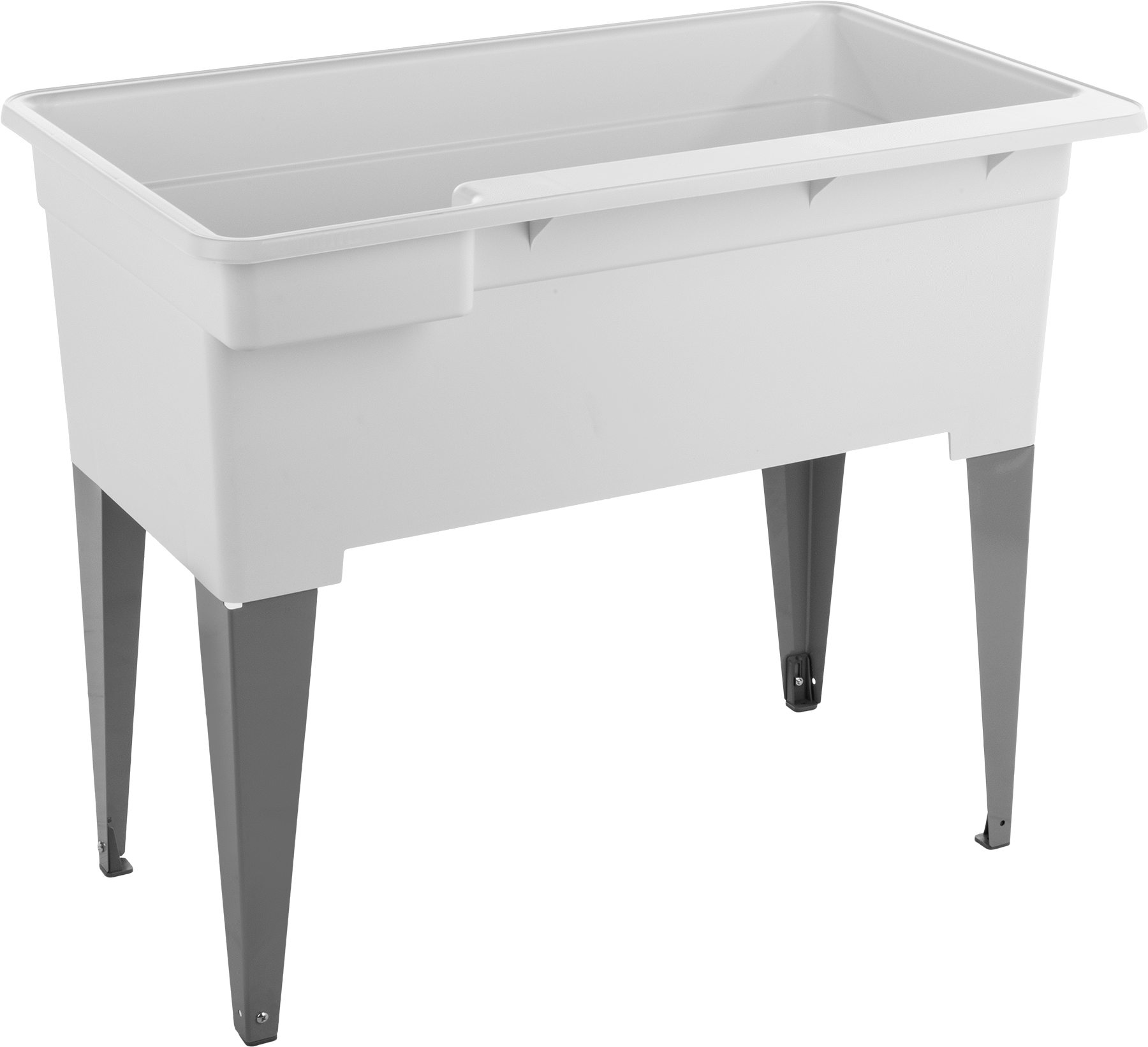 Beyaz Polipropilen Plastik Lavabo, Çelik Ayaklı, Bağımsız, 40" Toplam Genişlik