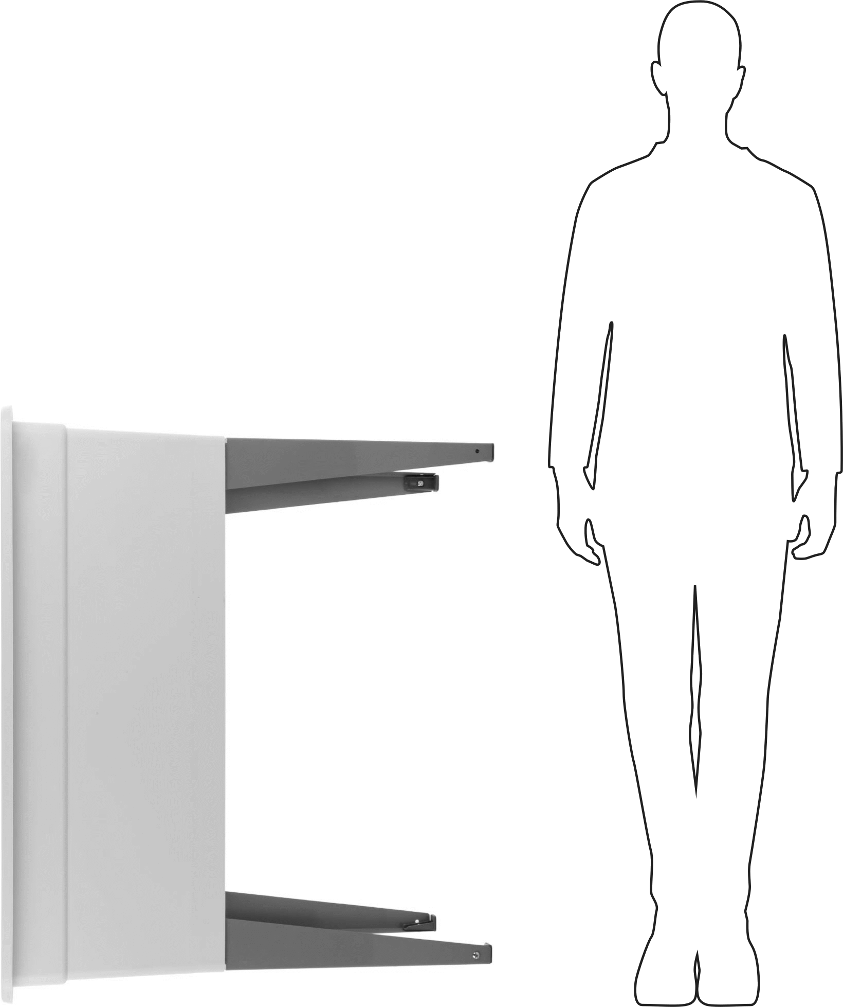 Beyaz Polipropilen Plastik Lavabo, Çelik Ayaklı, Bağımsız, 40" Toplam Genişlik