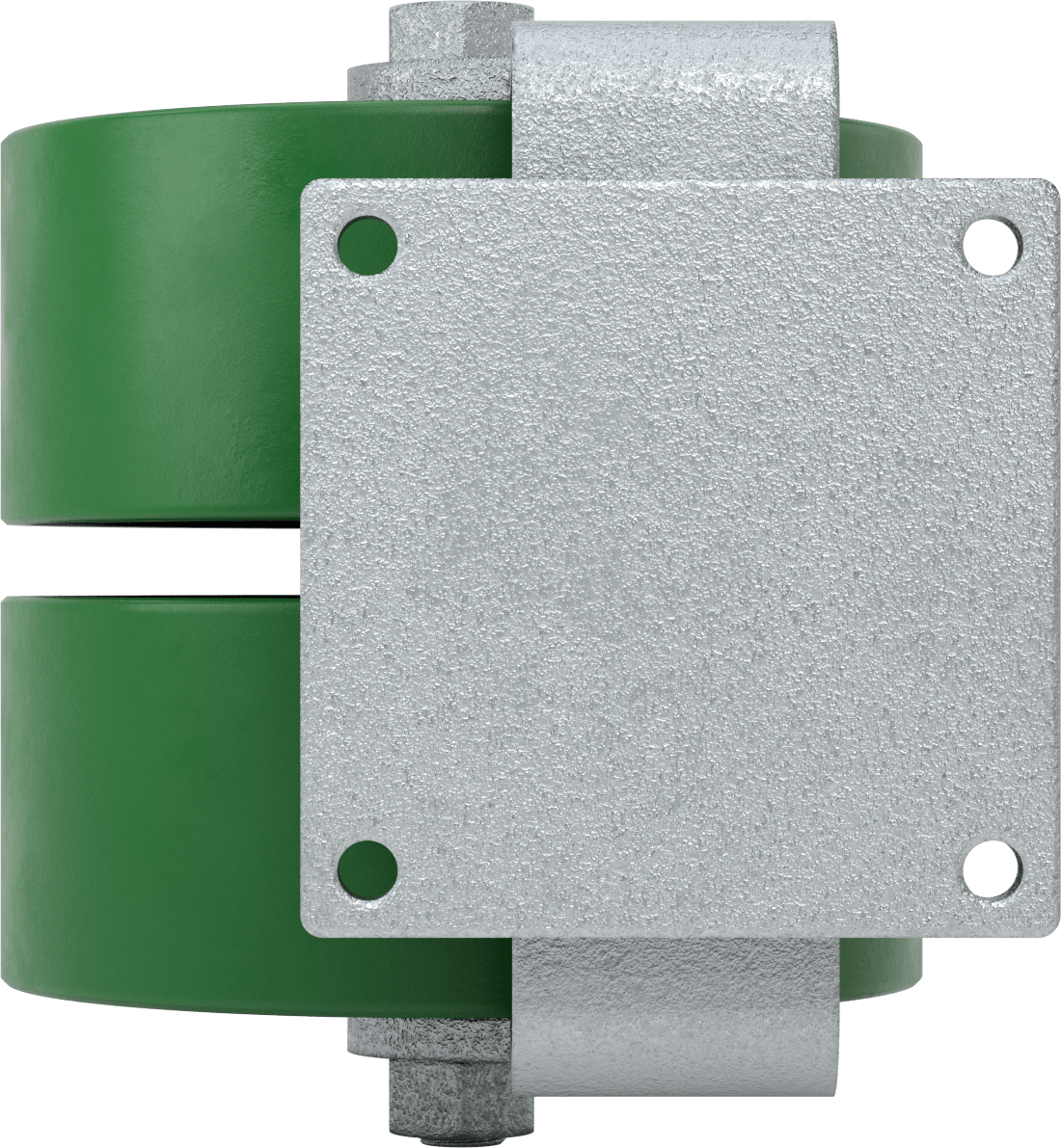 8-1/2“ x 8-1/2” Plakalı Colossus Tekerlek, Ekstra Yüksek Kapasiteli, Döner, 12“ x 5” Yeşil Poliüretan Tekerlekler