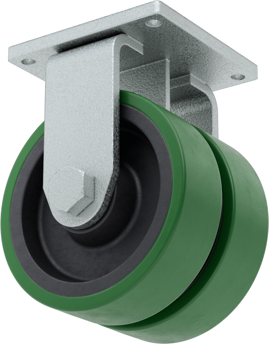 8-1/2“ x 8-1/2” Plakalı Colossus Tekerlek, Ekstra Yüksek Kapasiteli, Rigid, 10“ x 5” Yeşil Poliüretan Tekerlekler