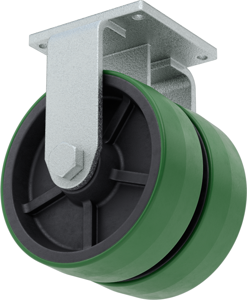 8-1/2“ x 8-1/2” Plakalı Colossus Tekerlek, Ekstra Yüksek Kapasiteli, Rigid, 12“ x 4” Yeşil Poliüretan Tekerlekler