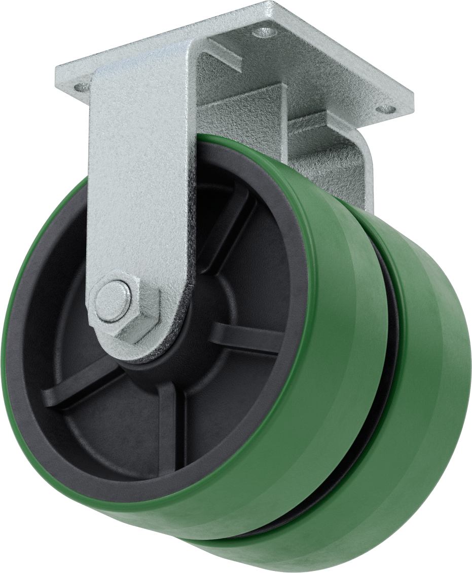 8-1/2“ x 8-1/2” Plakalı Colossus Tekerlek, Ekstra Yüksek Kapasiteli, Rigid, 12“ x 4” Yeşil Poliüretan Tekerlekler