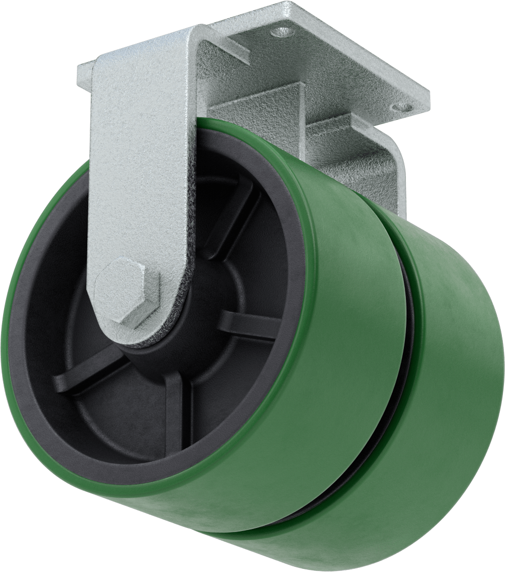 8-1/2“ x 8-1/2” Plakalı Colossus Tekerlek, Ekstra Yüksek Kapasiteli, Rigid, 12“ x 5” Yeşil Poliüretan Tekerlekler