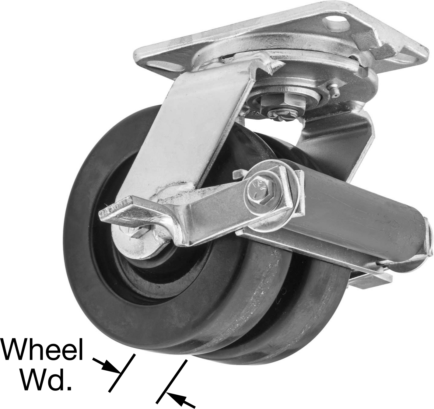 Dual-Wheel Swivel with Brake