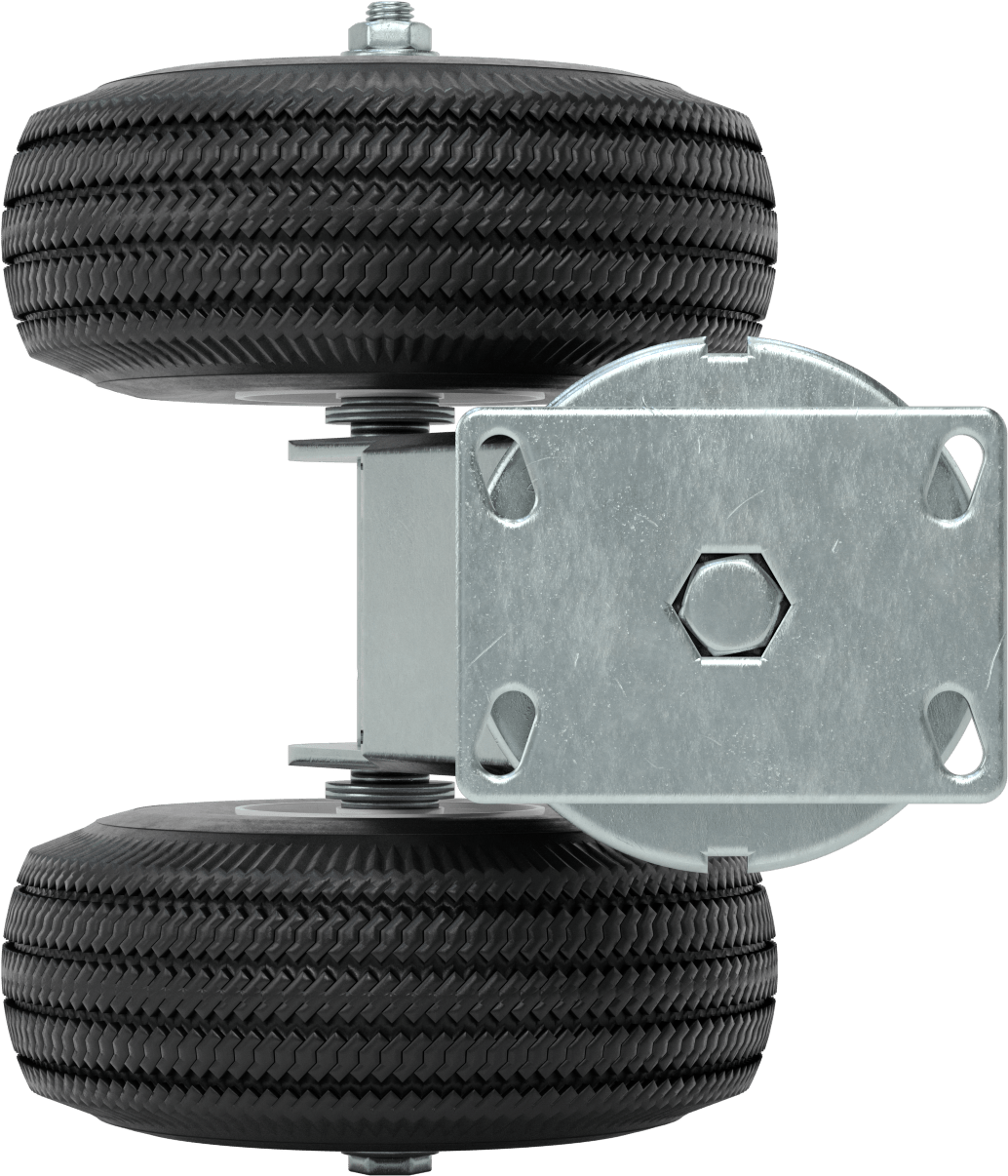 Lastik Tekerlekli Yüksek Kapasiteli Tekerlek, Düz-Sızdırmaz, 6-1/4“ x 4-1/2” Plaka, 10" Tekerlek Çaplı Döner