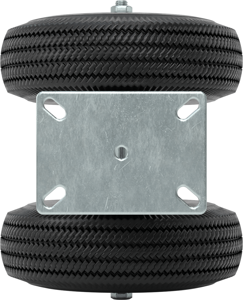 Lastik Tekerlekli Yüksek Kapasiteli Tekerlek, Düz-Sızdırmaz, 7-1/4“ x 5-1/4” Plaka, 12 inç Tekerlek Çapında Sert
