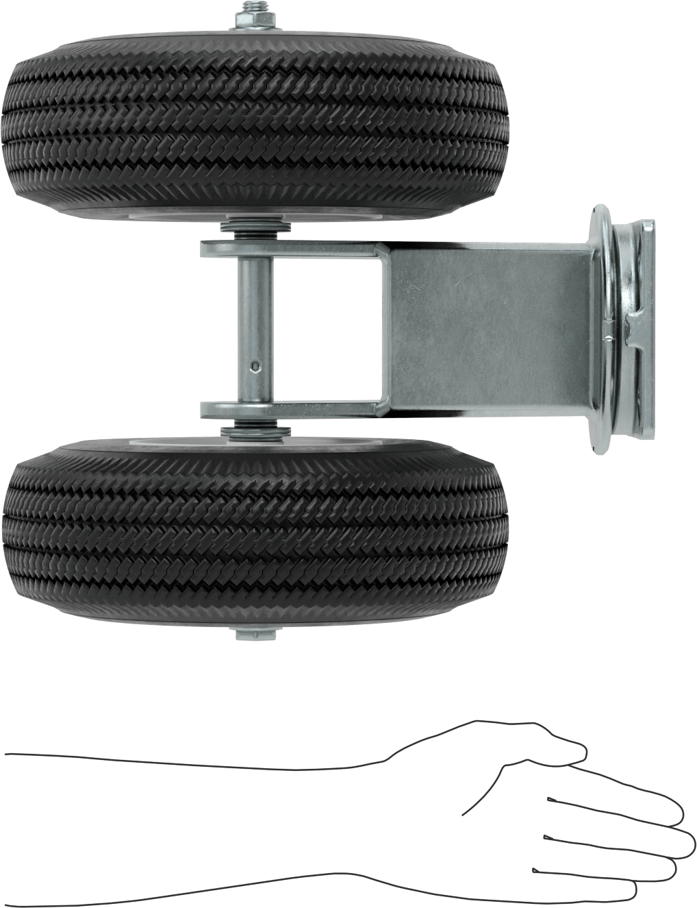 Lastik Tekerlekli Yüksek Kapasiteli Tekerlek, Düz-Sızdırmaz, 7-1/4“ x 5-1/4” Plaka, 12" Tekerlek Çaplı Döner