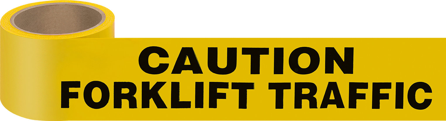 Mesajlı Zemin İşaretleme Bandı, Dikkat Forklift Trafiği, Sarı, 54 Fit Uzunluk
