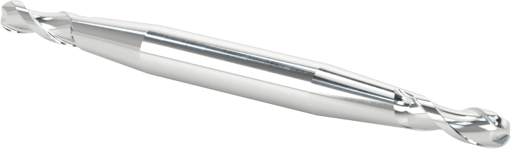 İki Freze Uçlu Kaplamasız Yüksek Hızlı Çelik 2 Kanallı Uçlu Freze, Bilyalı Uç, 1/8" Freze Çapı, 2-1/4" Toplam Uzunluk