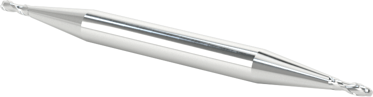 İki Freze Uçlu Kaplamasız Yüksek Hızlı Çelik 2 Kanallı Uçlu Freze, Bilyalı Uç, 1/16" Freze Çapı, 2-1/2" Toplam Uzunluk