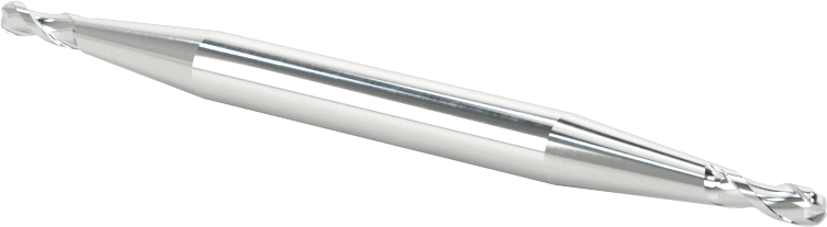 İki Freze Uçlu Kaplamasız Yüksek Hızlı Çelik 2 Kanallı Uçlu Freze, Bilyalı Uç, 3/32" Freze Çapı, 2-5/8" Toplam Uzunluk